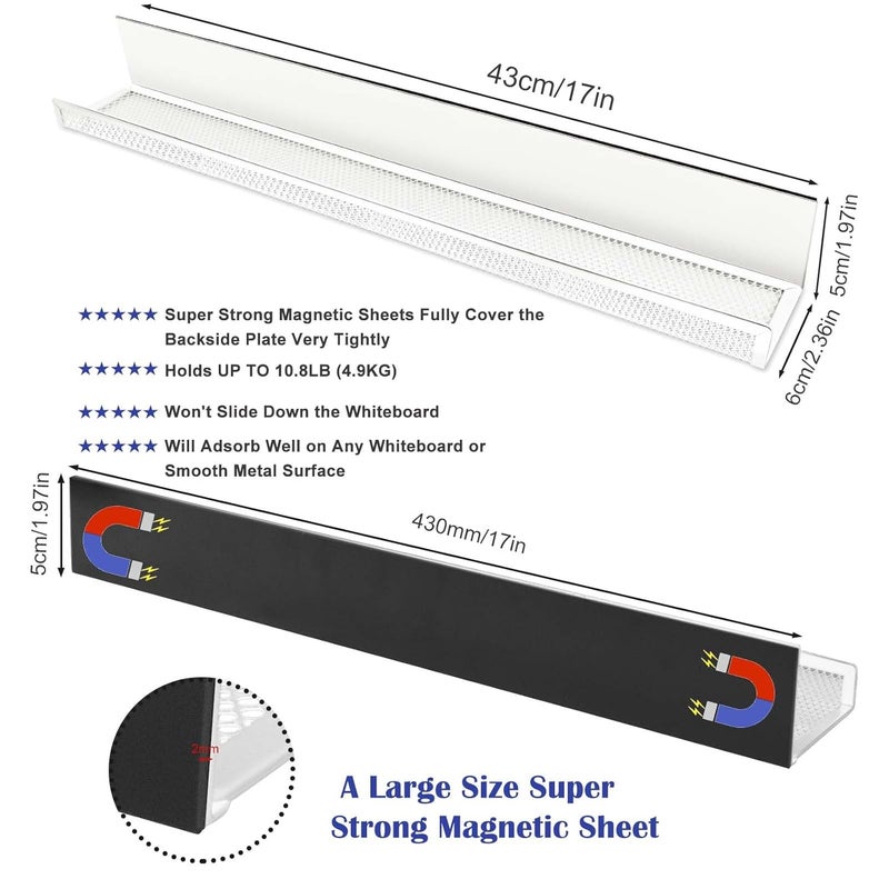 Mofuiry 2 Pack White Metal Magnetic Book Shelf for Whiteboard Classroom, 17Inch Floating Book Display Shelves Heavy Duty Magnetic Book Holder Magnet Refrigerator Organizer for Kid Room Office Teacher Storage - Image 3